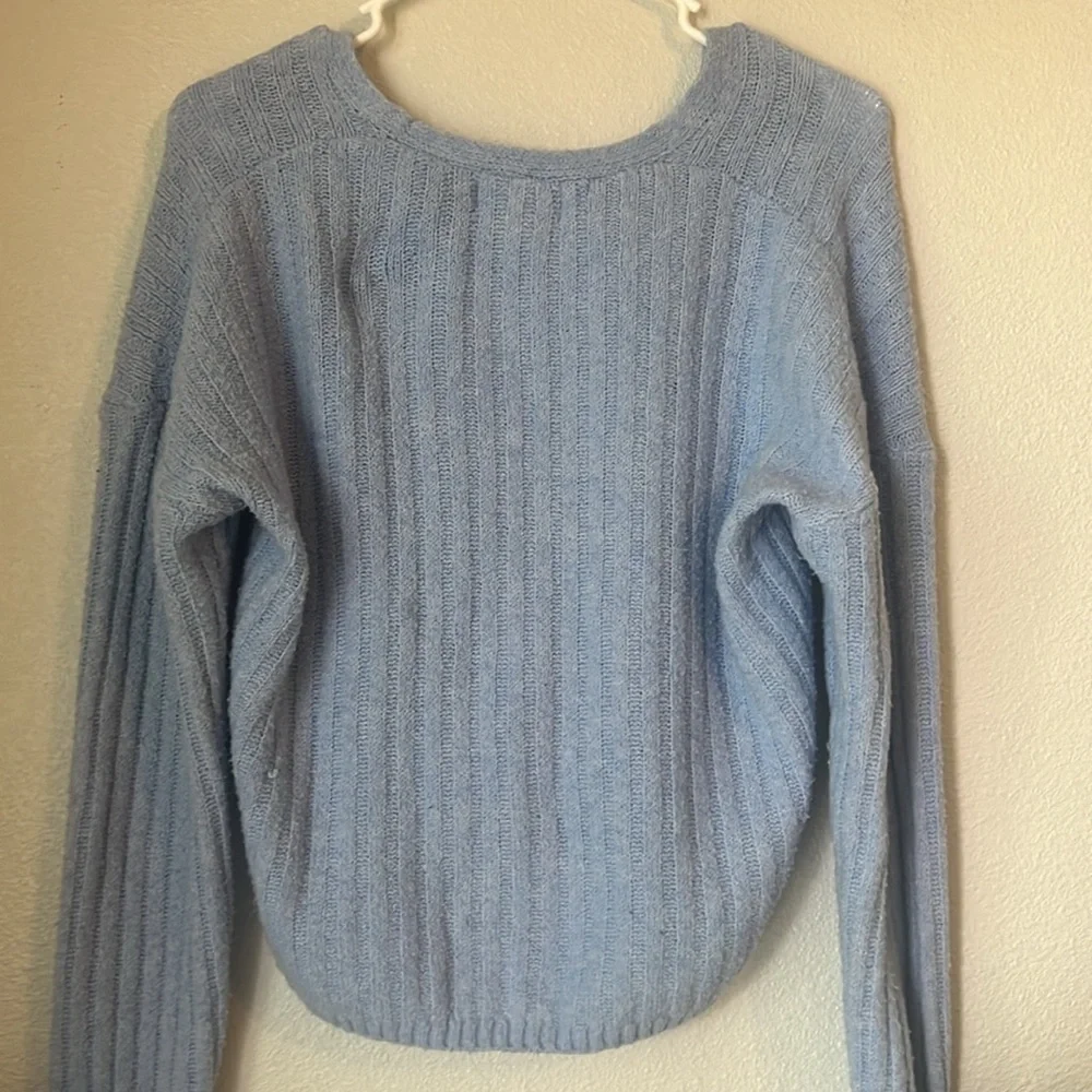 Pink Rose Blue V Neck Knit Sweater Size Small - Picture 8 of 8